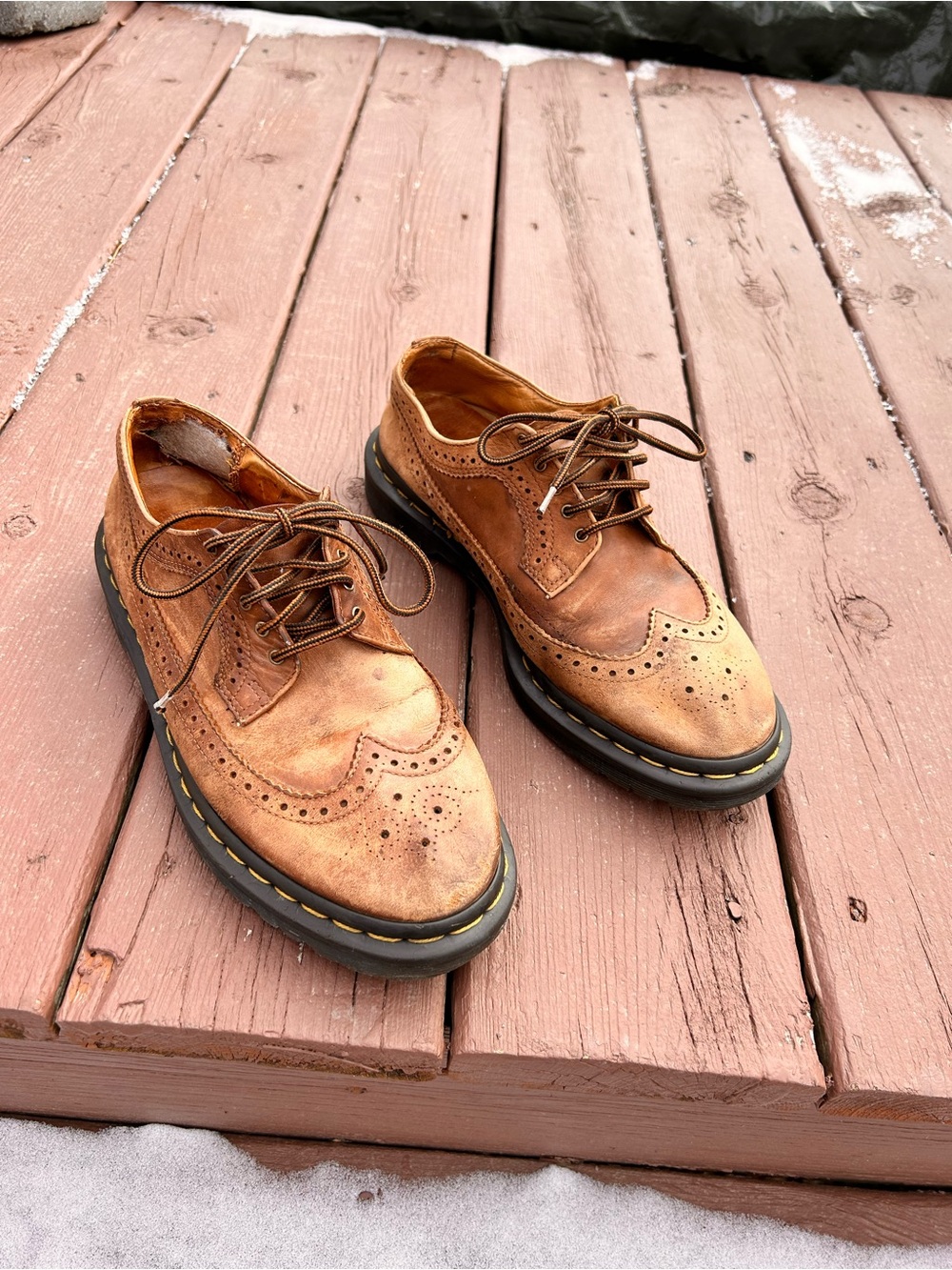 Dr. Martens 3989 Tan Leather Wingtip Brogues
